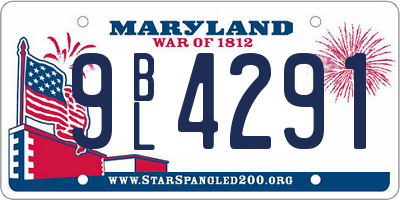 MD license plate 9BL4291
