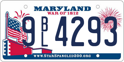 MD license plate 9BL4293