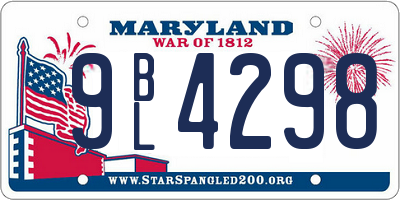 MD license plate 9BL4298