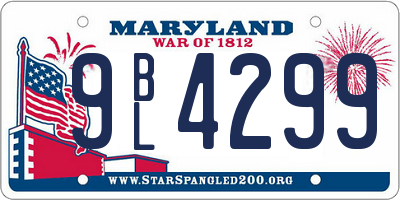 MD license plate 9BL4299