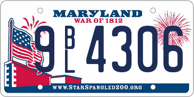 MD license plate 9BL4306