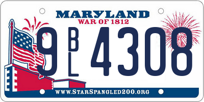 MD license plate 9BL4308