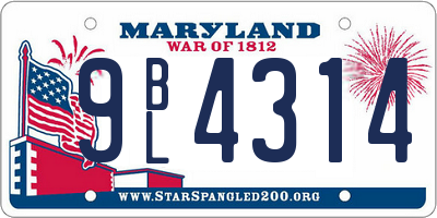 MD license plate 9BL4314