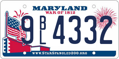 MD license plate 9BL4332