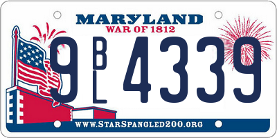 MD license plate 9BL4339