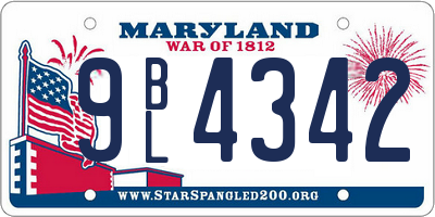 MD license plate 9BL4342