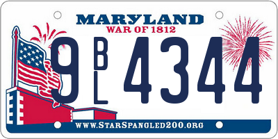 MD license plate 9BL4344