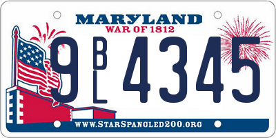 MD license plate 9BL4345