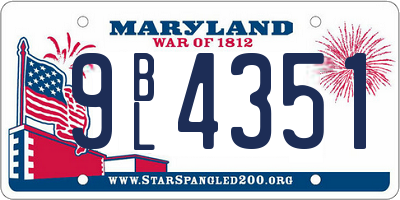 MD license plate 9BL4351