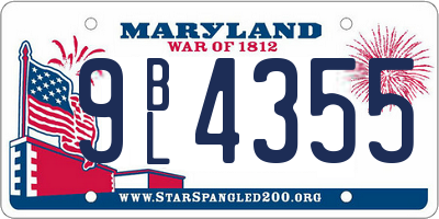 MD license plate 9BL4355