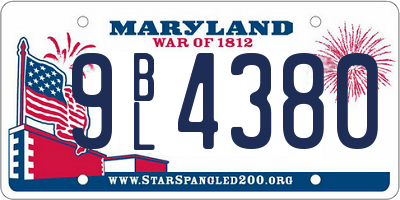 MD license plate 9BL4380