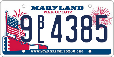 MD license plate 9BL4385