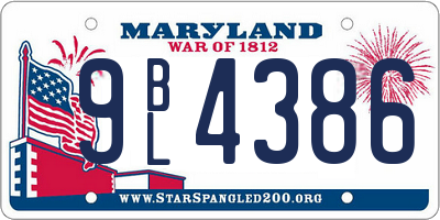 MD license plate 9BL4386