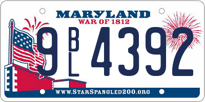 MD license plate 9BL4392