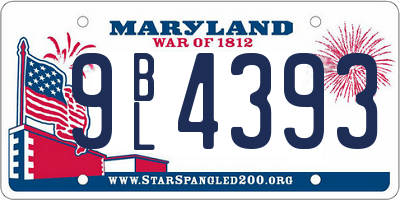 MD license plate 9BL4393