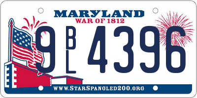 MD license plate 9BL4396