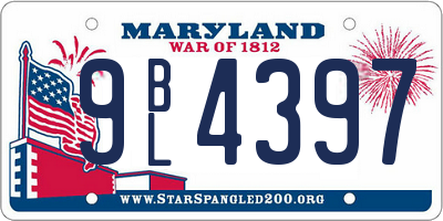 MD license plate 9BL4397