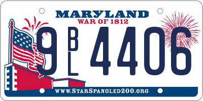 MD license plate 9BL4406