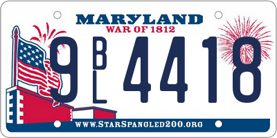 MD license plate 9BL4418