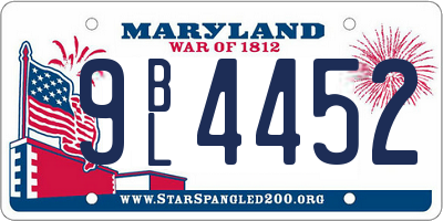 MD license plate 9BL4452