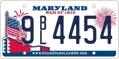 MD license plate 9BL4454