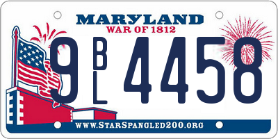 MD license plate 9BL4458