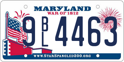 MD license plate 9BL4463