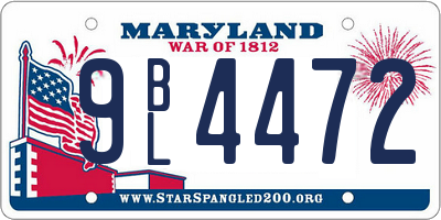 MD license plate 9BL4472