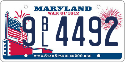 MD license plate 9BL4492