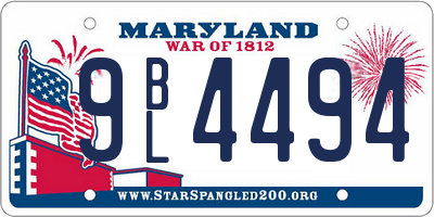 MD license plate 9BL4494