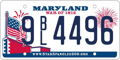 MD license plate 9BL4496