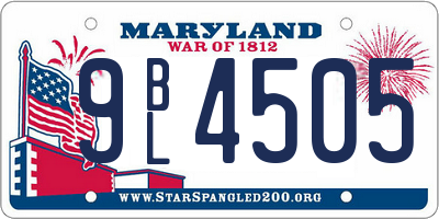 MD license plate 9BL4505
