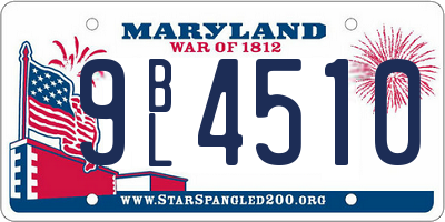 MD license plate 9BL4510