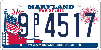 MD license plate 9BL4517