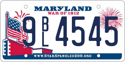 MD license plate 9BL4545