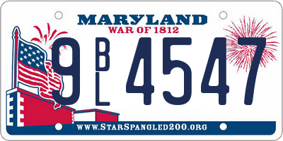 MD license plate 9BL4547