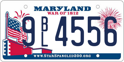 MD license plate 9BL4556