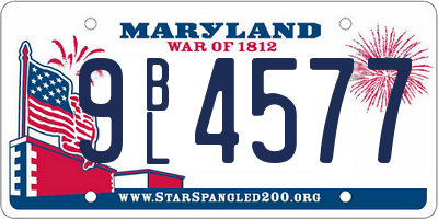 MD license plate 9BL4577