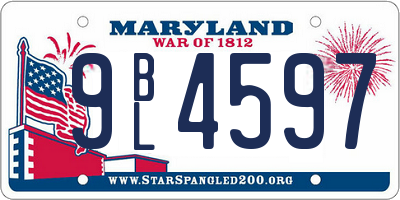 MD license plate 9BL4597