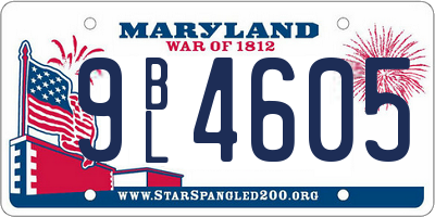 MD license plate 9BL4605