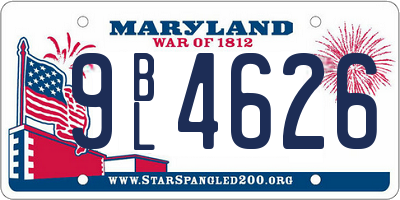 MD license plate 9BL4626