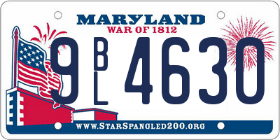 MD license plate 9BL4630