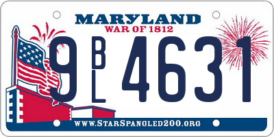 MD license plate 9BL4631