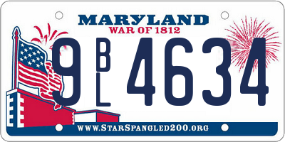MD license plate 9BL4634