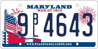 MD license plate 9BL4643