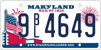 MD license plate 9BL4649