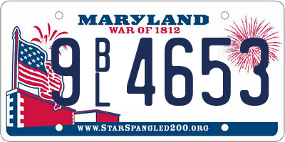MD license plate 9BL4653