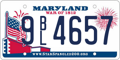 MD license plate 9BL4657
