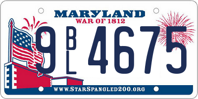 MD license plate 9BL4675