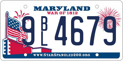 MD license plate 9BL4679